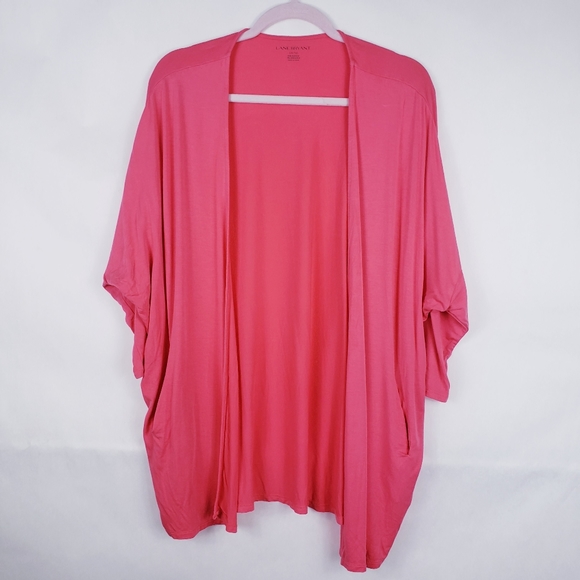 Lane Bryant Womens Open Cardigan Sweater Stretch Pink Pockets Size 14/16 - Picture 1 of 5
